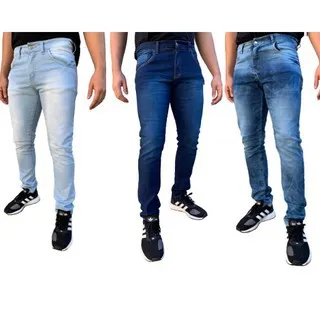 Calça Masculina Slim Elastano Lycra - Compre direto da fábrica - JEANS ESCURO