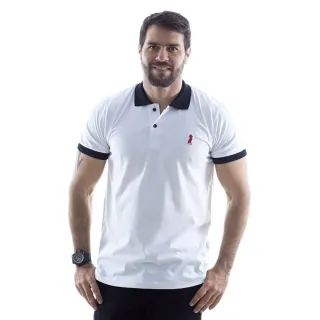 Camiseta Polo Bordado Madri Branca 100% Algodão - Tora Bora