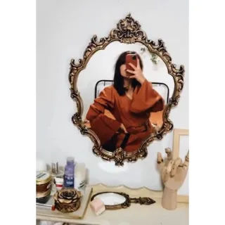 Antigo espelho prateleira penteadeira maquiagem princesas festas reino - Único