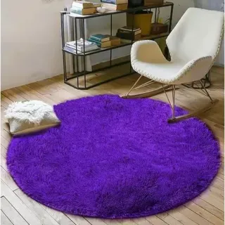 Grande Tapete Redondo Felpudo Peludo de 1,3 M - Azul