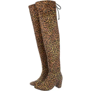 Bota The Knee Over Cano Longo Saltinho Quadrado - Preto