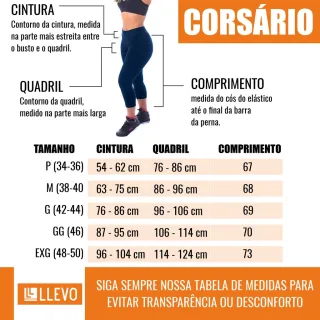 Moda Fitness Calça Corsário Suplex Cintura Alta LLevo - Azul-Royal