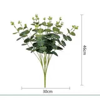 Plantas Verdes Artificiais para Decoração de Casa - Flores e Folhas de Eucalipto - 4 folhas kit com 4 unidade