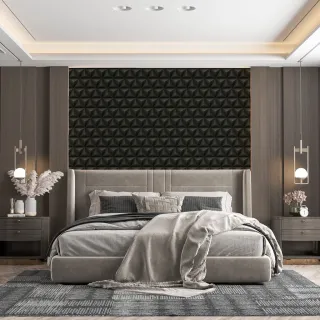 Papel Geométrico Autocolante Preto Vinílico 3D Lavável - 50cm x 50cm - Único