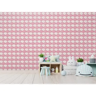 Papel de Parede Auto Adesivo Lavável Infantil Geométrico Bebê Rosa Branco - Rolo c/ 3 Metros - Único