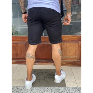 Rasgada Masculina Preta Bermuda Jeans - 38
