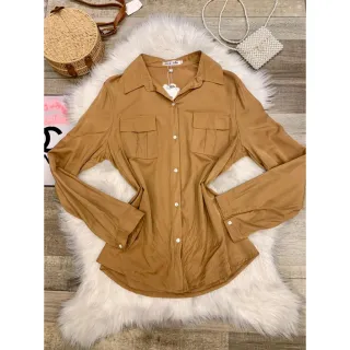 Camisa Social Manga Longa com Gola Botões Frente - Verde Limão