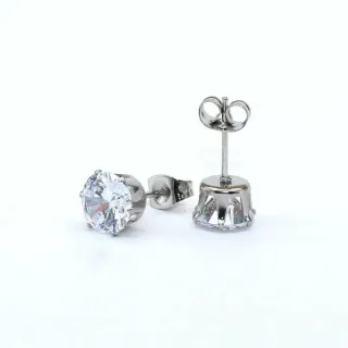 Ponto de Luz Brinco Pedra Zirconia Feminino e Masculino / Aço inox - 1Par 6mm