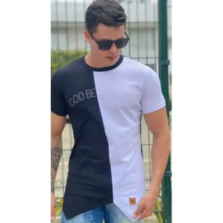 Lancamento Camiseta Longline Masculina Oversized - Camisa Vermelha com preto.