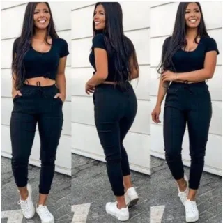 Calça Jogger Feminina Lisa com Bolso Faca e Elástico na Cintura - Raryel - Pink