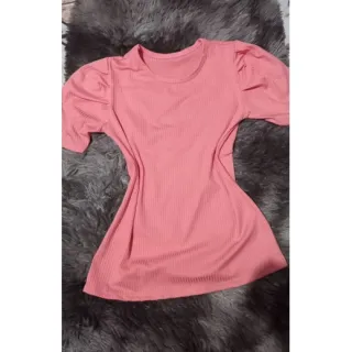 Blusa Princesa Feminina Manga Curta Canelada - Cinza
