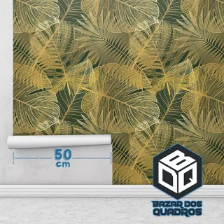 Parede Adesivo Floral Costela De Adão Verde - Autocolante 1m x 50cm - Único