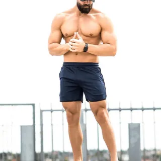Calças Curtas Praia Correndo Roupas Esportivas Fitness Ginásio Treino Homens - Navy blue