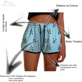 Short Estampado Tactel Feminino - Várias Estampas - P (32/34)