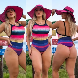 Body Feminino Suplex Estampado Cavado Zig Zag Girassol Bori - Raryel - Preto Corda