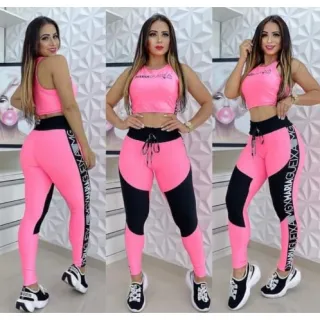 Moda Blogueira Conjunto Lançamento Cintura Alta Cropped Legging Maria Gueixa - Amora