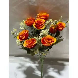 Flores Artificiais com 9 rosas em promoção - Rosa Clarinho