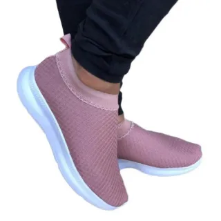 Promoção Tênis Confortável Leve Meia Feminino - Dia a Dia, Trabalhar, Correr - Rose