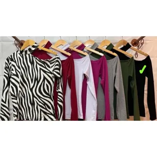 Blusa Animal Print Feminina Choker Manga Longa Ombro a Mostra - Zebra Bege - Manga Longa