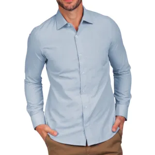 Moda Estilo Camisa Blusa Social Manga Longa Slim Fit Premium - Vinho