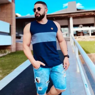 Preço de Fábrica - Camiseta Regata Masculina em Algodão Penteado Diversas Cores - Laranja