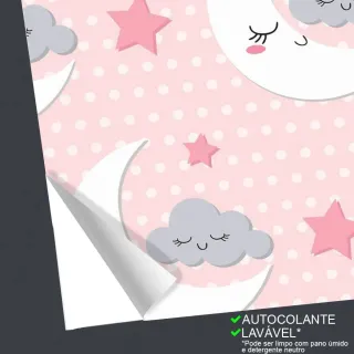 Adesivo Lavável Lua Fofa Papel de Parede - 50cm x 3,00m