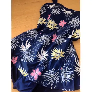 Saia regata estampada plus size, maiô feminino G1-G3 - AZUL MARINHO COM AZUL