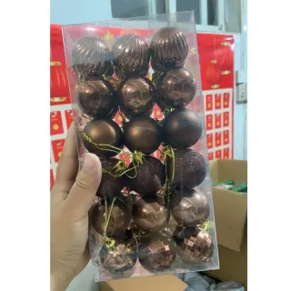 Decoração de Árvore com Bolas Coloridas e Glitter - 36 peças - Azul gelo