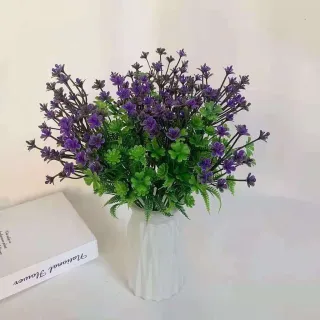 Buque de Flores Artificiais com 5 Galhos e 8 Florzinhas - Ideal para Casamentos, Festas e Decoração - Lilás