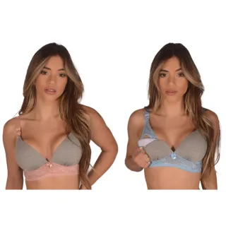 Sutiãs de Amamentação com Bojo Soft e Renda Confortável - Kit c/ 2 - Vermelho/Vermelho