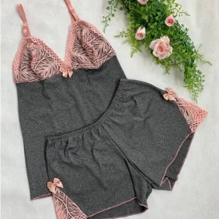 Pijama Linha Noite Baby Doll Feminino com Detalhe em Renda - ROMANCE C/ FROZEN