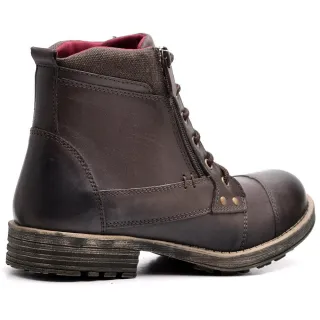 Coturno Masculino Adventure em Couro Legítimo Casual - Escovado Café