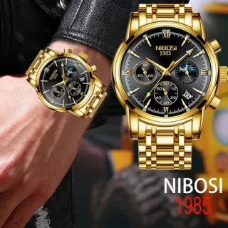 Relógio Masculino NIBOSI à Prova D'água Cronógrafo De Luxo Original Branco  ouro prata | Raryel