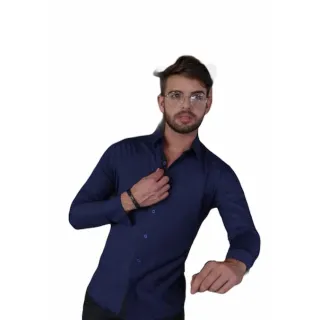 Promoção: Camisa Social Masculina Slim Manga Longa Lisa Estampada Varias Cores - P AO GG - Rosa Shok