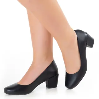 Sandália Feminina Confortável Scarpin Boneca Salto Grosso - Nude