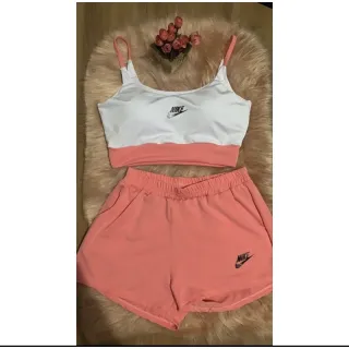 Roupa de Academia Conjunto Fitness Feminino Blusa Top Shorts - PRETO/PRETO