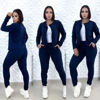 Blusa Manga Longa e Calça Conjunto Inverno Moda Blogueira - Fuschia