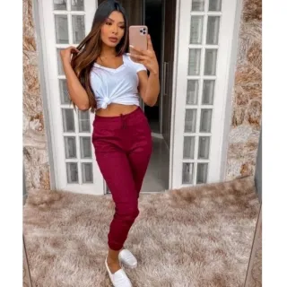 Promoção Lisa Jogger Feminina Calça - Preto riscado