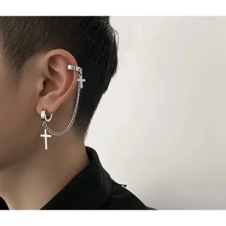 Moda Brinco Cruz Estrela Masculino Feminino - Cruz 2 furos
