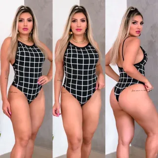 Body Feminino Suplex Estampado Cavado Zig Zag Girassol Bori - Raryel - Preto Corda
