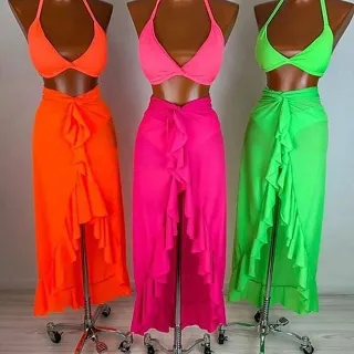 Super promoção: Kit praia - biquíni asa delta, pareô e saída! - CORES DIFERENTE