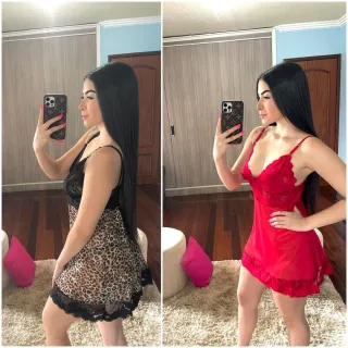 Calcinha com Renda e Camisola de Tule - Branca