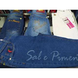 Cintura alta Sal e Pimenta jeans calça
