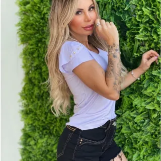 T-shirt Feminina Dupla Manga Blusa - Marinho
