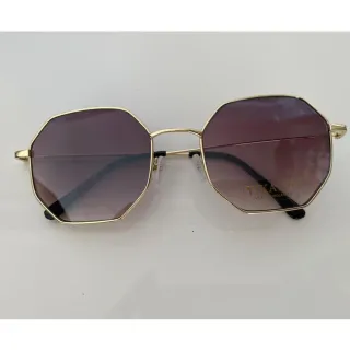 Material Maior Óculos De Sol Hexagonal Unisex Feminino Masculino Verão - Marrom Degradê