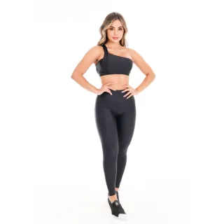 Calça Legging Fitness Cintura Alta Poliamida Sem Bojos - Conjunto Top - Cinza