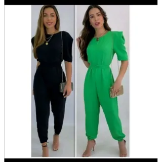Ombro Reto Macacão Longo Feminino em Várias Cores - Único
