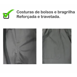 Uniforme Calça Cargo Reforçada Brim Pesado Profissional - Preta