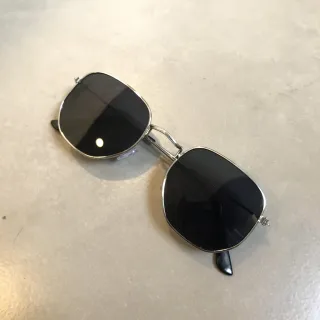 Proteção Uv400 óculos de Sol Hexagonal masculino e feminino em promoção - HX PRATA C/ PRETO SEM MARCA