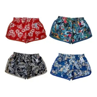Bermuda Estampada Tactel Feminina - Kit com 02 Shorts - sortidas